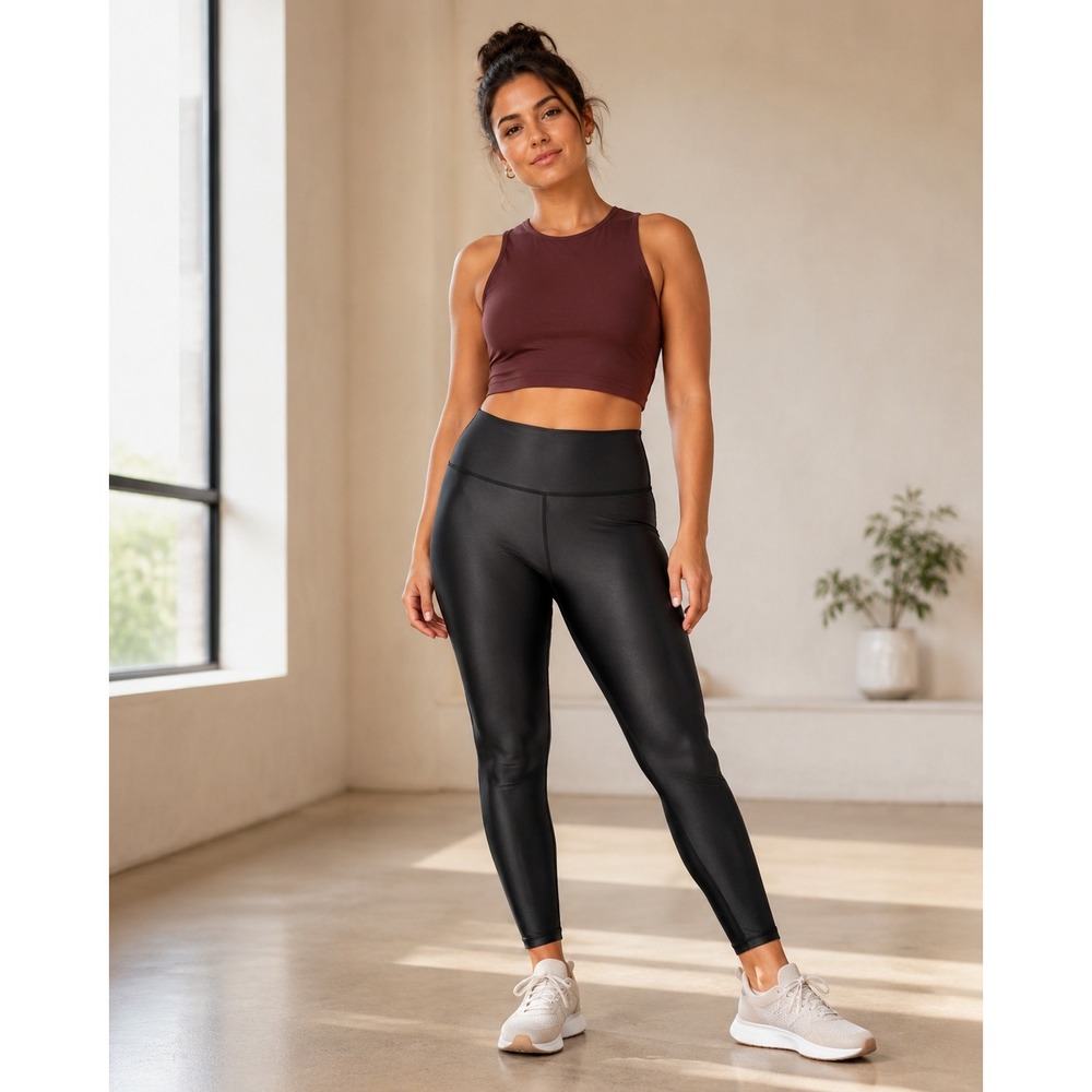 Spiritual Gangster Women's Large Ada Wet Look High Waist 7/8 Leggings NWT